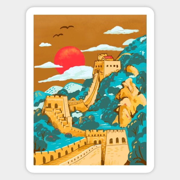 Great Wall of China by Cindy Rose Studio Sticker by cindyrosestudio